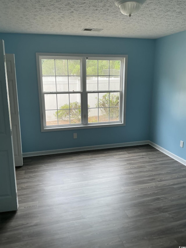 983 Nottingham Lakes Rd, Conway, SC 29526 - spare room with healthy amount of natural light, a textured ceiling, and dark wood-style floors