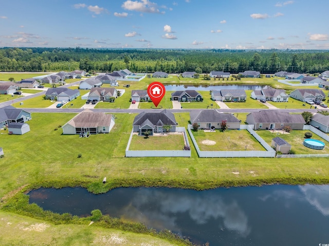 308 Millbrook Cir, Aynor, SC 29544 - aerial perspective of suburban area featuring a large body of water