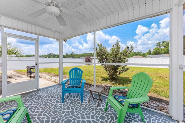 308 Millbrook Cir, Aynor, SC 29544 - sunroom / solarium featuring ceiling fan and a water view