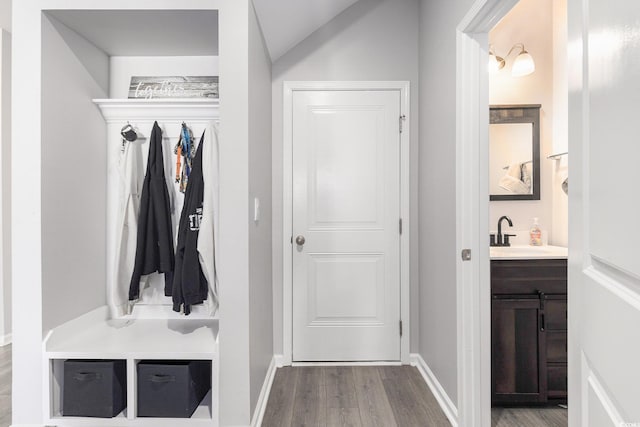 312 Cattle Drive Cir, Myrtle Beach, SC 29588 - mudroom featuring a sink and wood finished floors