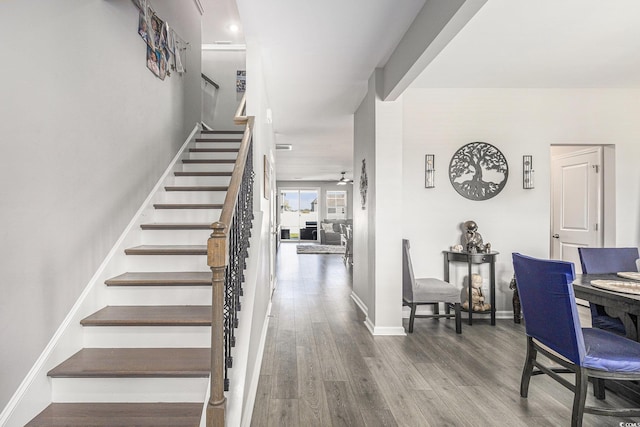 312 Cattle Drive Cir, Myrtle Beach, SC 29588 - stairs featuring wood finished floors and baseboards