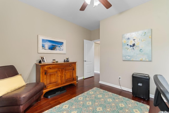 569 Ramblewood Cir, Little River, SC 29566 - sitting room with a ceiling fan and dark wood finished floors