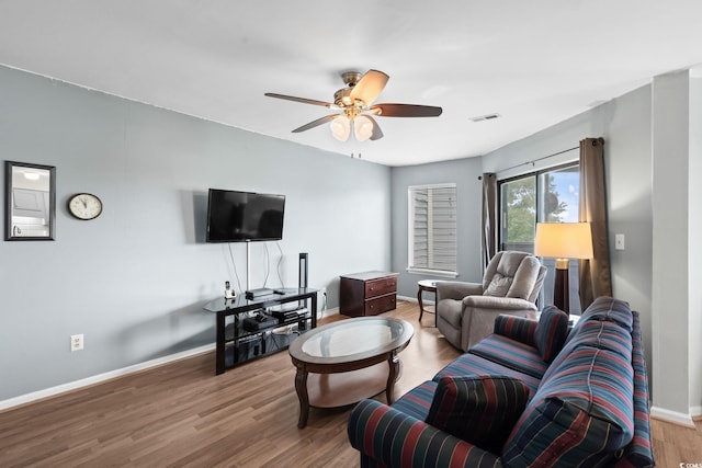 1101 Possum Trot Rd Unit A301, North Myrtle Beach, SC 29582 - living area featuring ceiling fan and wood finished floors