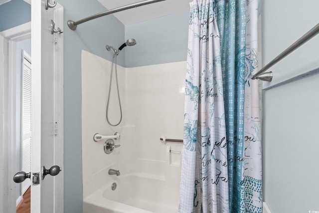 1101 Possum Trot Rd Unit A301, North Myrtle Beach, SC 29582 - bathroom featuring shower / bathtub combination with curtain