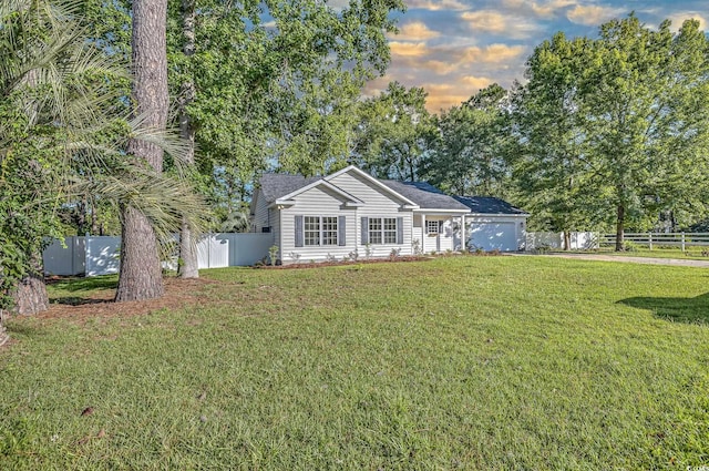 4000 Bayfield Loop, Murrells Inlet, SC 29576 - ranch-style house with a garage, a fenced backyard, and driveway