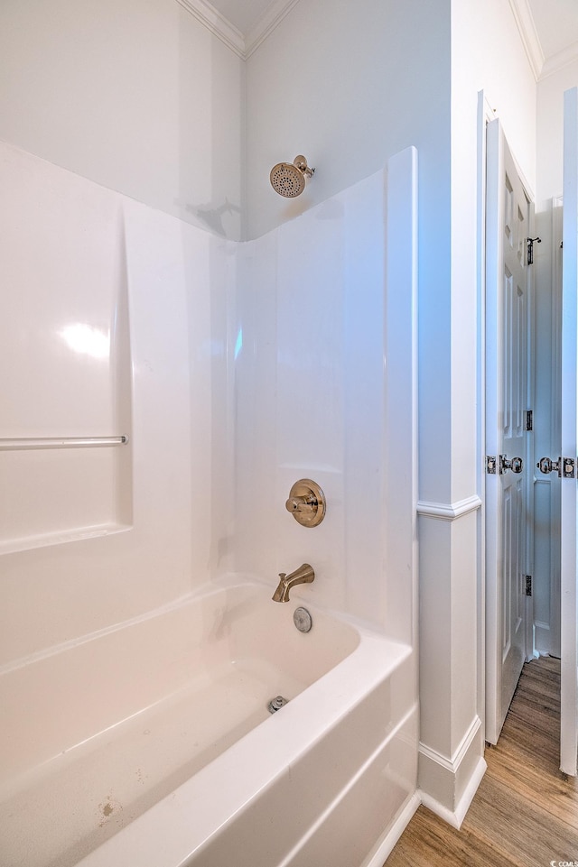 4000 Bayfield Loop, Murrells Inlet, SC 29576 - bathroom with crown molding, bathtub / shower combination, and wood finished floors
