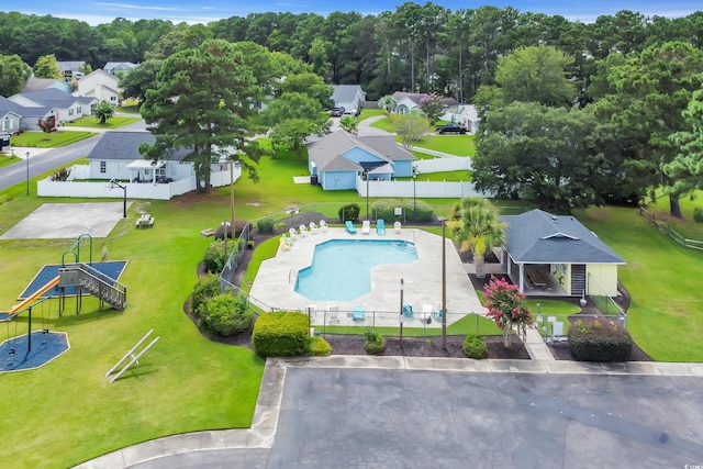 9655 Kings Grant Dr, Murrells Inlet, SC 29576 - aerial view of residential area featuring a pool area