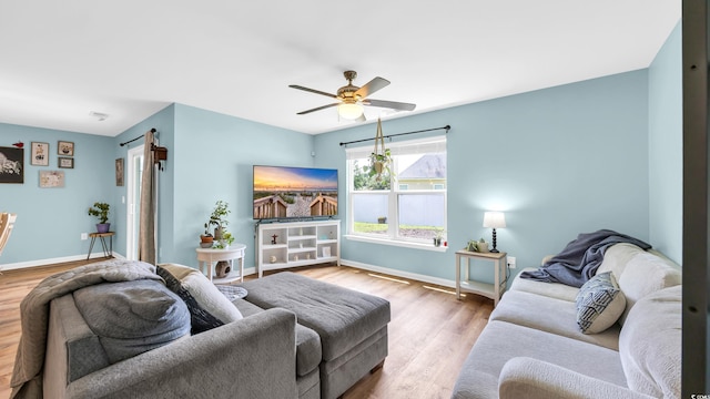 1201 Midtown Village Dr, Conway, SC 29526 - living area featuring a ceiling fan and wood finished floors