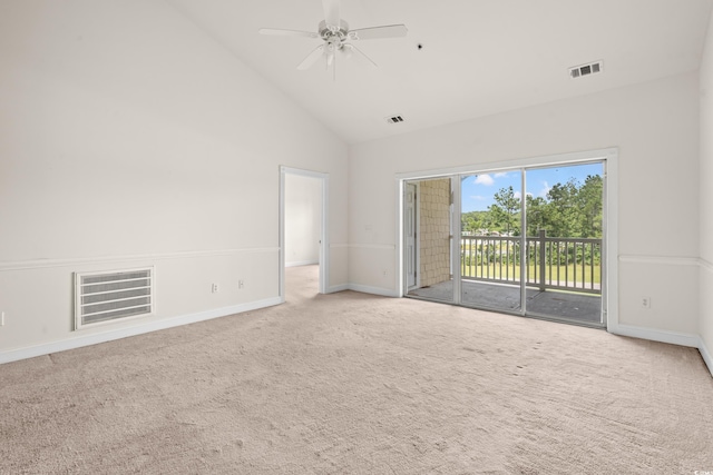 110 S Shore Blvd Unit 303, Longs, SC 29568 - empty room featuring high vaulted ceiling, carpet floors, and ceiling fan