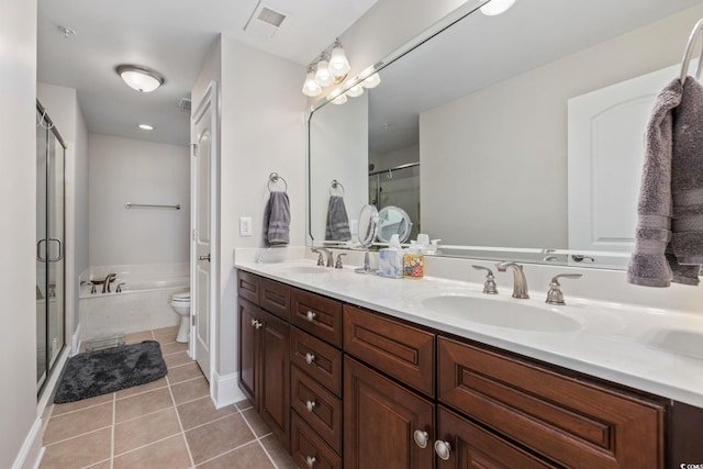 265 Venice Way Unit 1-404, Myrtle Beach, SC 29577 - bathroom with double vanity, a bath, tile patterned floors, and a stall shower