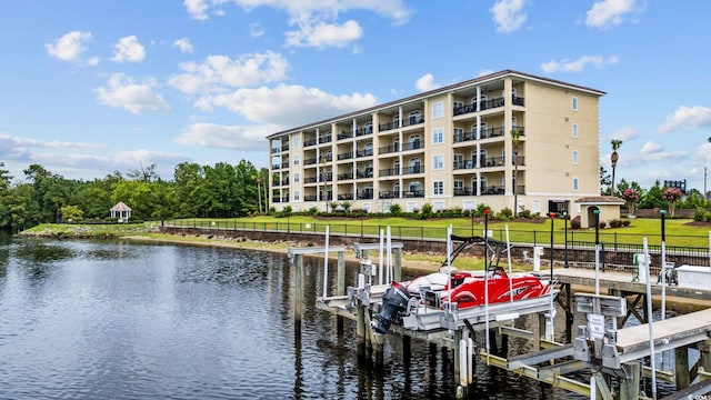 265 Venice Way Unit 1-404, Myrtle Beach, SC 29577 - dock area with boat lift and a water view