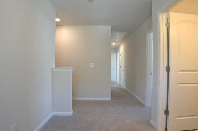 205 Kc Ln, Aynor, SC 29511 - corridor featuring light carpet, attic access, and recessed lighting