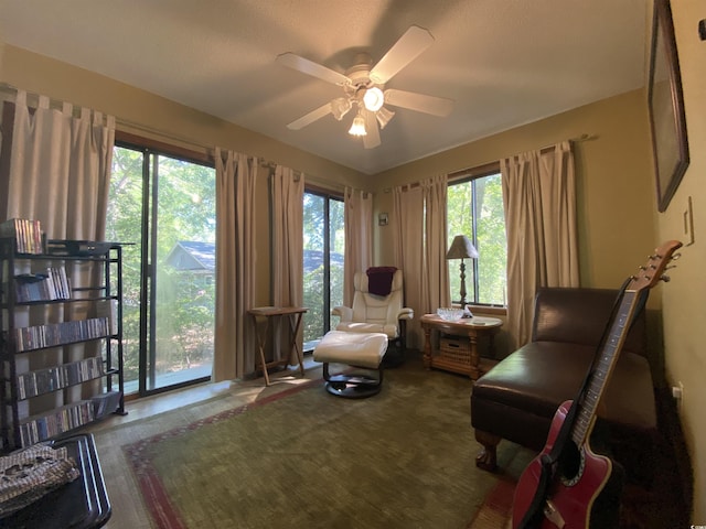2232 Franklin Cir, Little River, SC 29566 - sitting room featuring ceiling fan, healthy amount of natural light, and carpet
