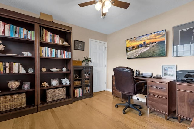 3922 Glenmere Dr, Myrtle Beach, SC 29588 - office area with a ceiling fan and light wood-style flooring