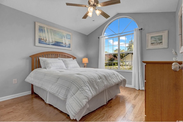 3922 Glenmere Dr, Myrtle Beach, SC 29588 - bedroom with vaulted ceiling, wood finished floors, and ceiling fan