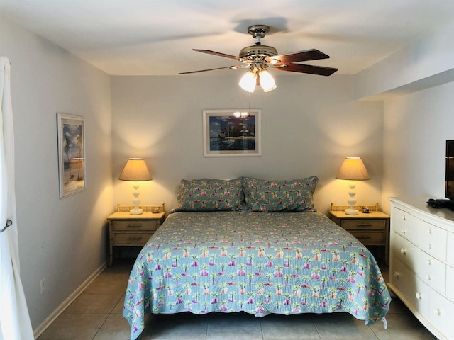 910 Perrin Dr, North Myrtle Beach, SC 29582 - bedroom with tile patterned flooring and ceiling fan