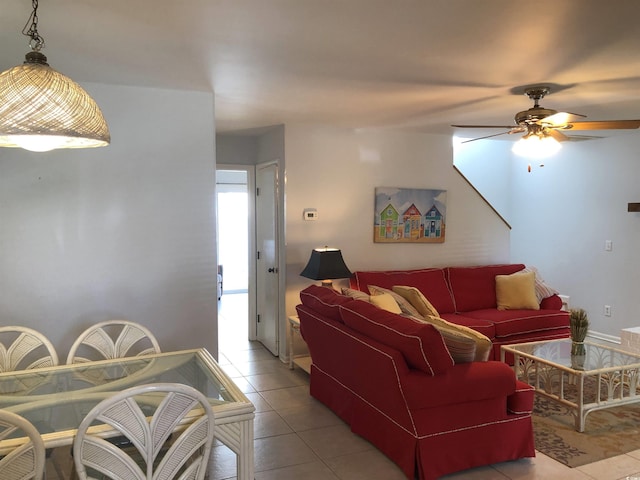 910 Perrin Dr, North Myrtle Beach, SC 29582 - living room with light tile patterned floors and a ceiling fan