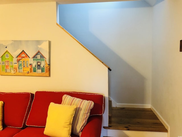 910 Perrin Dr, North Myrtle Beach, SC 29582 - stairway featuring wood finished floors and baseboards