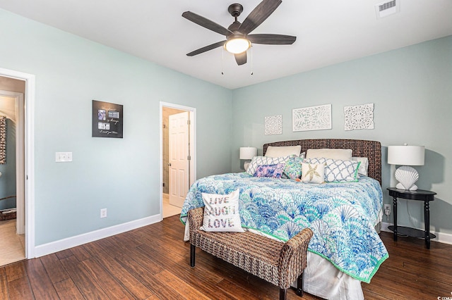 6014 Catalina Dr Unit 413, North Myrtle Beach, SC 29582 - bedroom with hardwood / wood-style floors and a ceiling fan