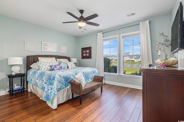 6014 Catalina Dr Unit 413, North Myrtle Beach, SC 29582 - bedroom featuring hardwood / wood-style flooring and ceiling fan