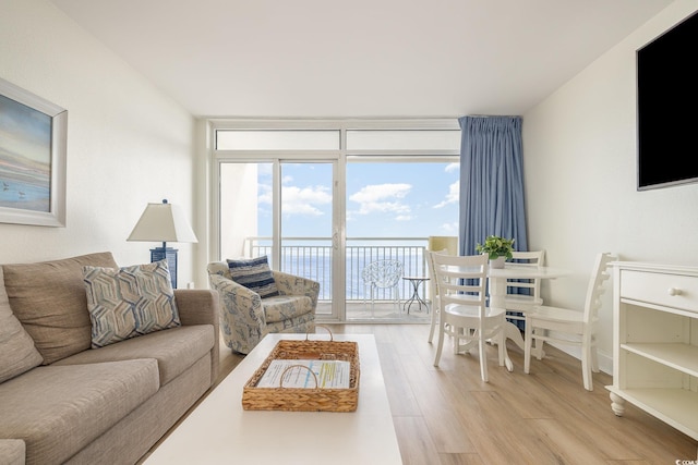 2701 S Ocean Blvd Unit 1908, North Myrtle Beach, SC 29582 - living area with light wood-type flooring and expansive windows