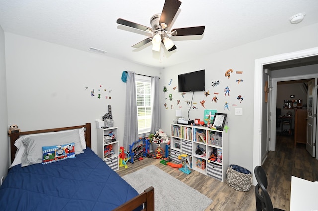 1300 Floyd Page Rd, Galivants Ferry, SC 29544 - bedroom with wood finished floors and a ceiling fan