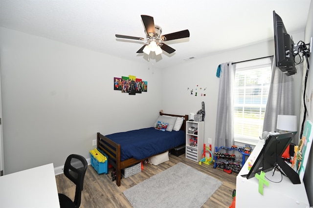 1300 Floyd Page Rd, Galivants Ferry, SC 29544 - bedroom with wood finished floors and ceiling fan