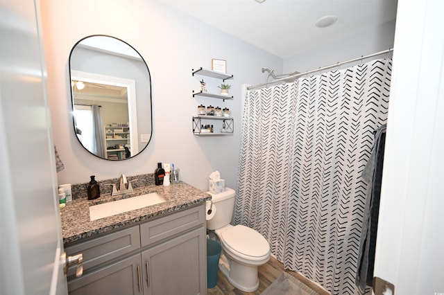 1300 Floyd Page Rd, Galivants Ferry, SC 29544 - full bathroom with vanity, wood finished floors, and curtained shower