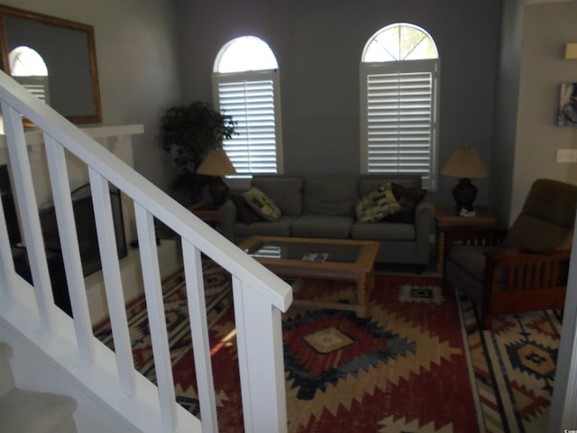1004 Edge Dr, North Myrtle Beach, SC 29582 - living room with stairway