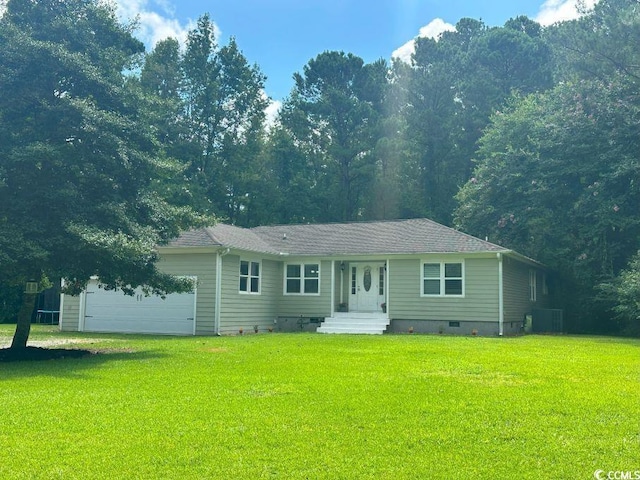 214 Rum Bluff Blvd, Longs, SC 29568 - ranch-style home featuring a garage, crawl space, a front yard, and driveway