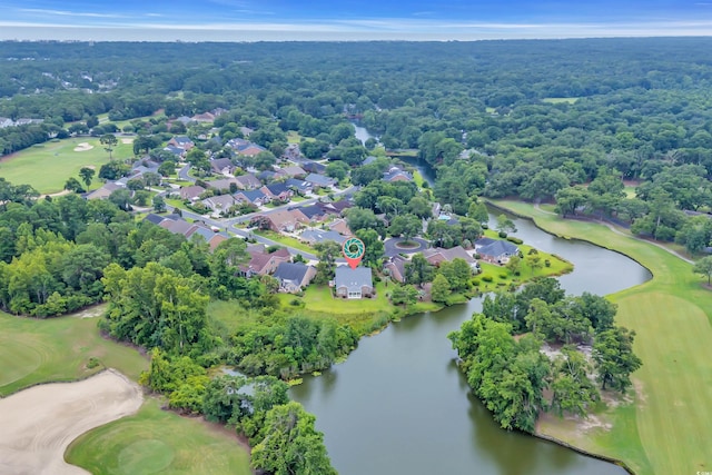 192 Hamby Dr, Pawleys Island, SC 29585 - aerial view of property's location with a large body of water, a golf course, and nearby suburban area