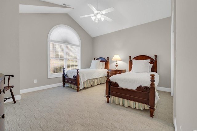 192 Hamby Dr, Pawleys Island, SC 29585 - bedroom with lofted ceiling, carpet, and ceiling fan