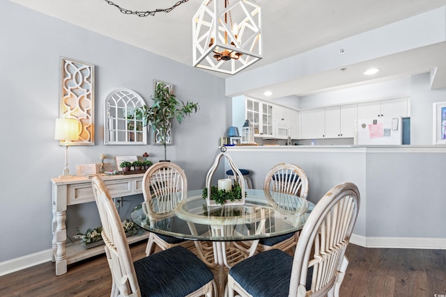 1903 S Ocean Blvd Unit 809, North Myrtle Beach, SC 29582 - dining room with a chandelier, wood finished floors, and recessed lighting