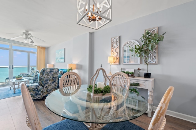 1903 S Ocean Blvd Unit 809, North Myrtle Beach, SC 29582 - dining space with ceiling fan and wood finished floors