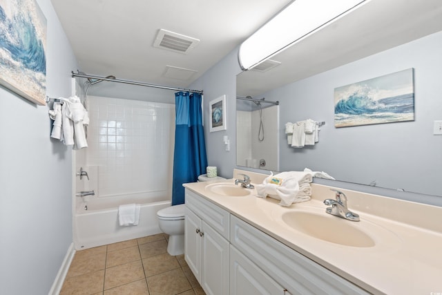 1903 S Ocean Blvd Unit 809, North Myrtle Beach, SC 29582 - bathroom with shower / bath combo, double vanity, and tile patterned floors