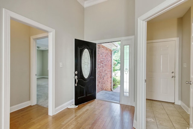2025 Sawyer St, Conway, SC 29527 - entryway with light wood-type flooring and ornamental molding