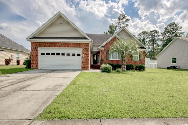 2025 Sawyer St, Conway, SC 29527 - ranch-style house with brick siding, an attached garage, and driveway