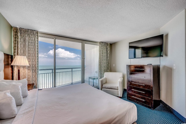 107 S Ocean Blvd Unit 1202, Myrtle Beach, SC 29577 - bedroom with access to outside, a textured ceiling, and carpet floors