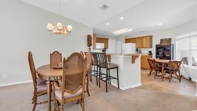 1001 Bonita Loop, Myrtle Beach, SC 29588 - dining space featuring a chandelier, light carpet, and recessed lighting
