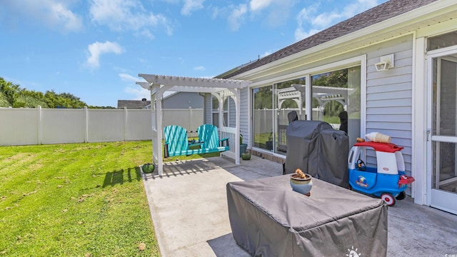1001 Bonita Loop, Myrtle Beach, SC 29588 - fenced backyard with a patio area, a pergola, and a grill