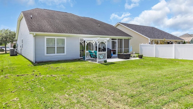 1001 Bonita Loop, Myrtle Beach, SC 29588 - back of property featuring a patio area, a sunroom, a shingled roof, and a pergola