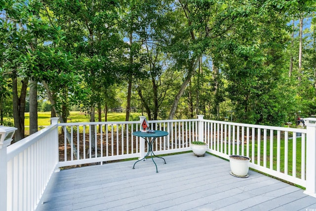 6506 Royal Pine Dr, Myrtle Beach, SC 29588 - wooden deck with view of scattered trees