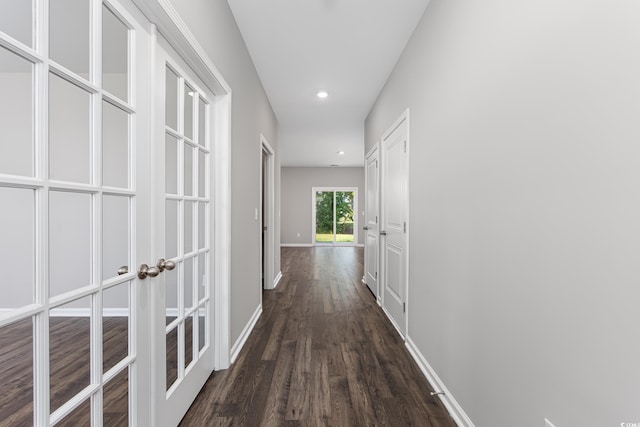 131 Marauder Dr, Longs, SC 29568 - corridor featuring dark wood finished floors, recessed lighting, and french doors