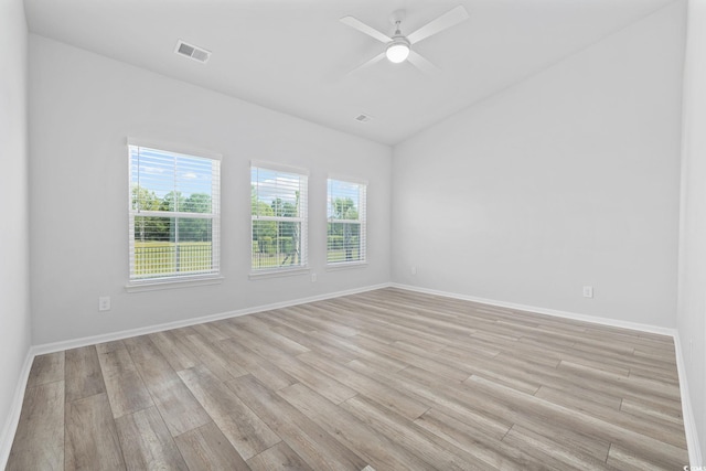 5540 Whitebark Dr, Myrtle Beach, SC 29577 - unfurnished room featuring light wood-type flooring, vaulted ceiling, and a ceiling fan