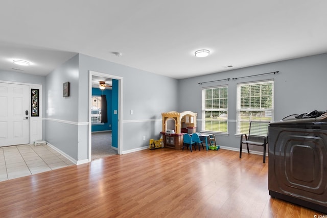 632 Kindred Dr, Myrtle Beach, SC 29588 - sitting room featuring light wood finished floors and a ceiling fan