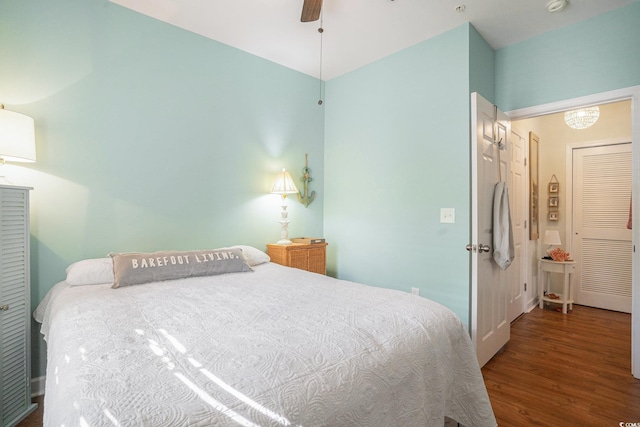 6253 Catalina Dr Unit 1113, North Myrtle Beach, SC 29582 - bedroom featuring wood finished floors and ceiling fan