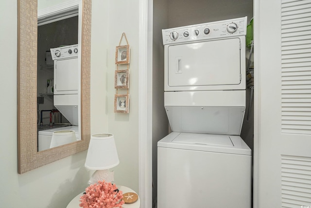 6253 Catalina Dr Unit 1113, North Myrtle Beach, SC 29582 - laundry room featuring estacked washer and dryer