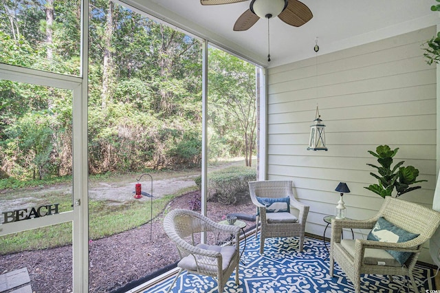 6253 Catalina Dr Unit 1113, North Myrtle Beach, SC 29582 - sunroom featuring a ceiling fan and plenty of natural light