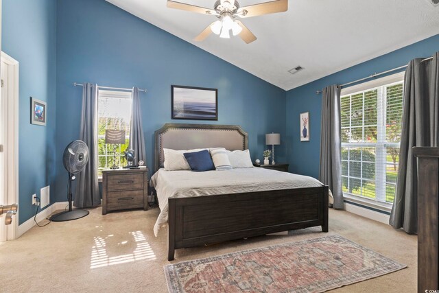 188 Governors Loop, Myrtle Beach, SC 29588 - carpeted bedroom with a ceiling fan and high vaulted ceiling