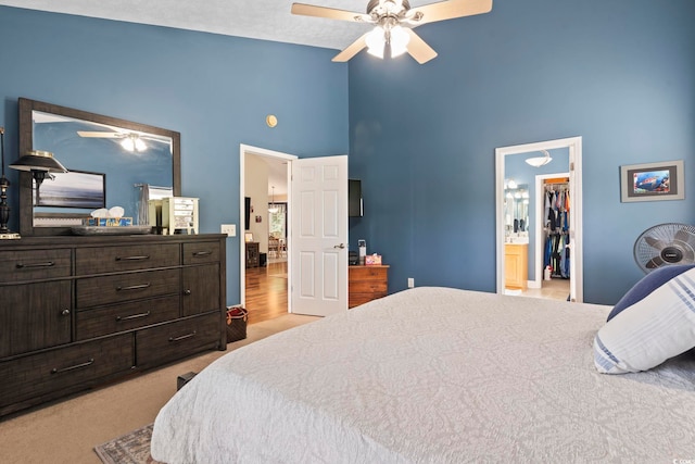 188 Governors Loop, Myrtle Beach, SC 29588 - bedroom with high vaulted ceiling, a spacious closet, and a ceiling fan